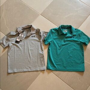 Under Armour Gray and Green Polo Shirts Casual Comfort